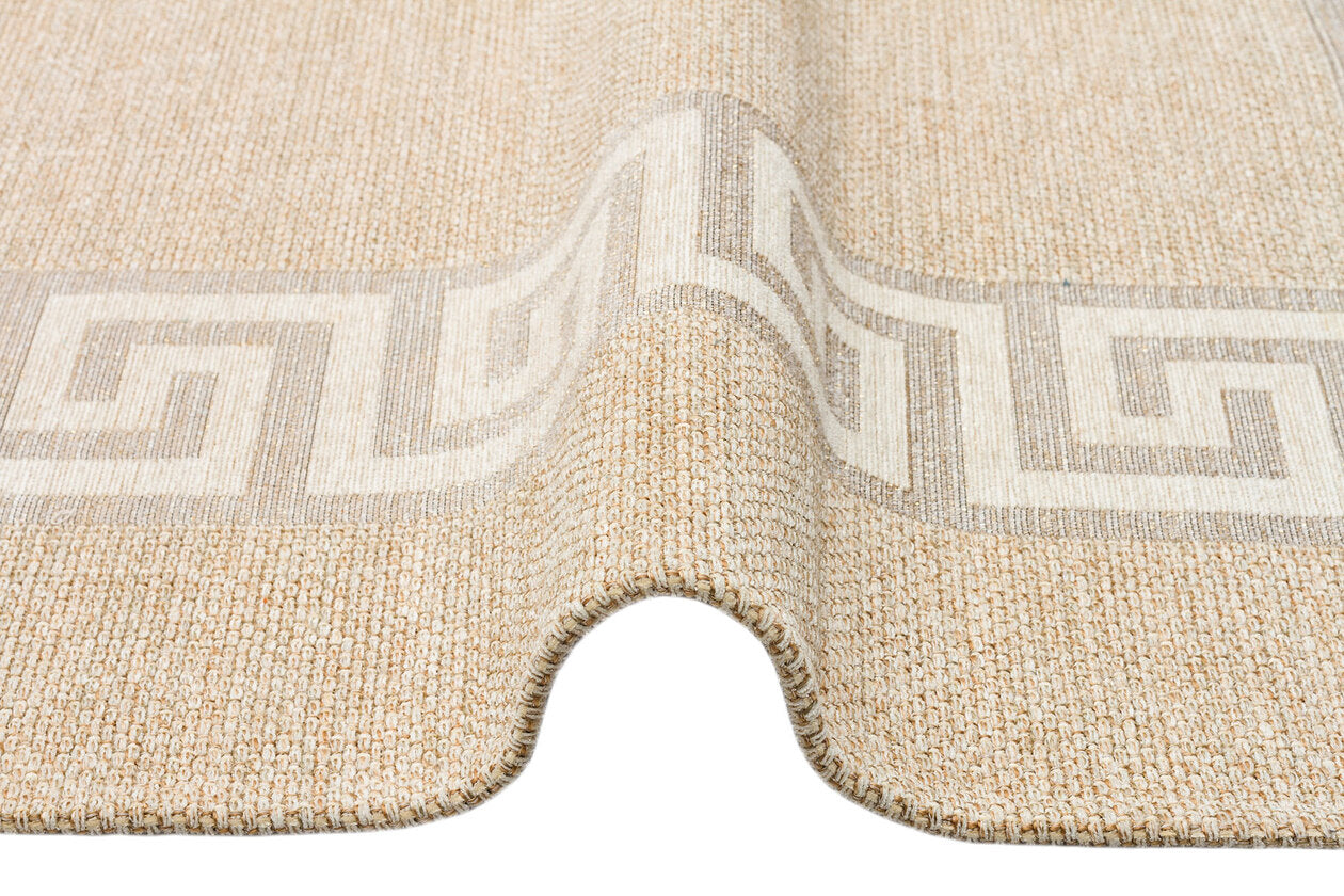 BRK 11 NATURAL WHITE - BROOKLYN - Hasır Görünümlü Kaymaz Renkli Dokuma Modern Kilim